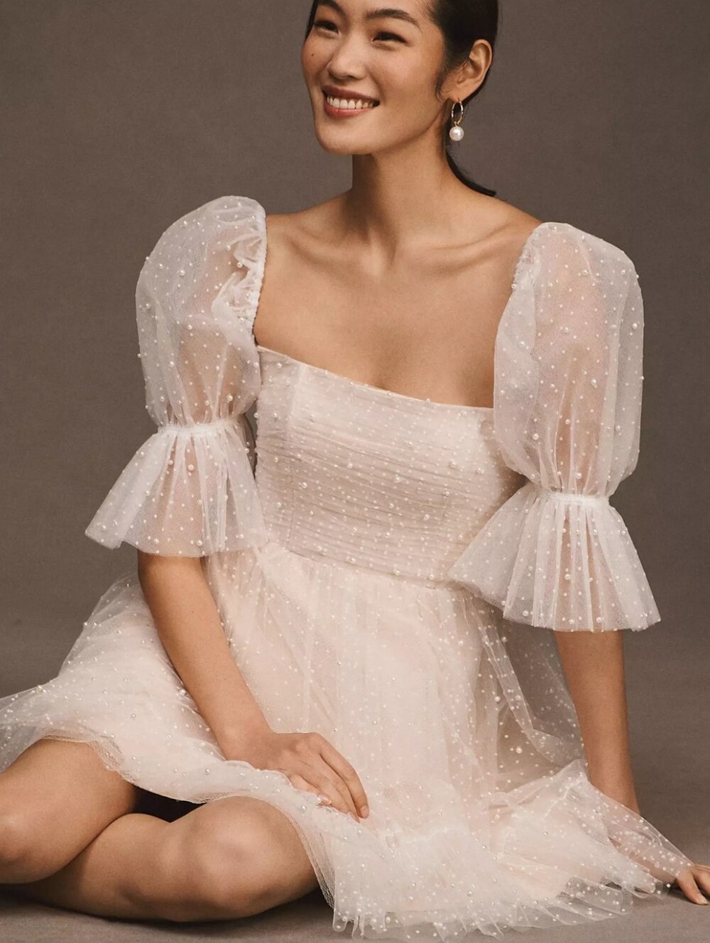 By Watters Macaron Square-Neck Tulle Embellished Mini Dress Size 6 NWT